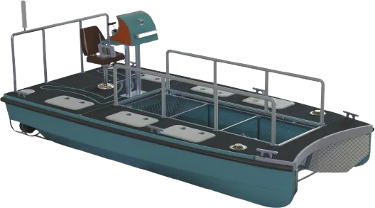 MegaShark catamaran with pilot seat and collection deck, 3D render