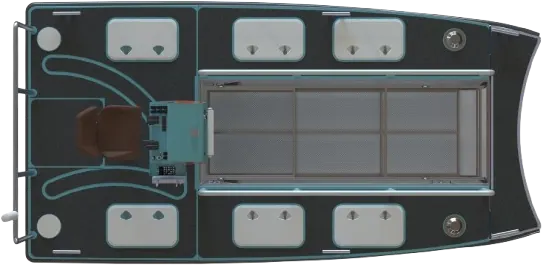 MegaShark deck layout seen from above