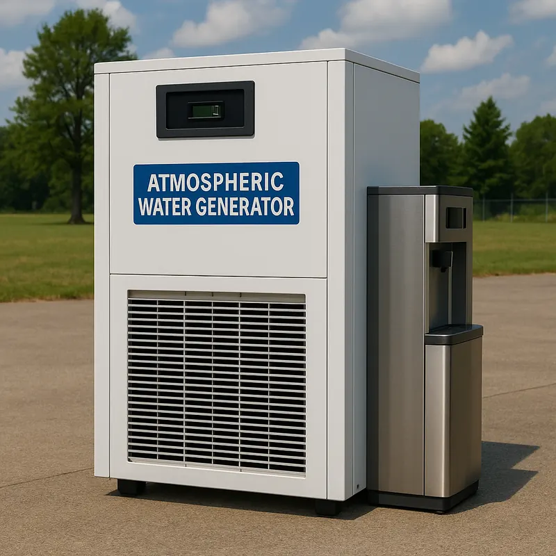 Atmospheric water generator unit with attached water dispenser