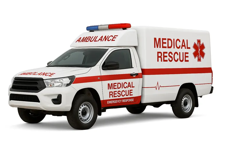 White 4×4 medical rescue ambulance, side view